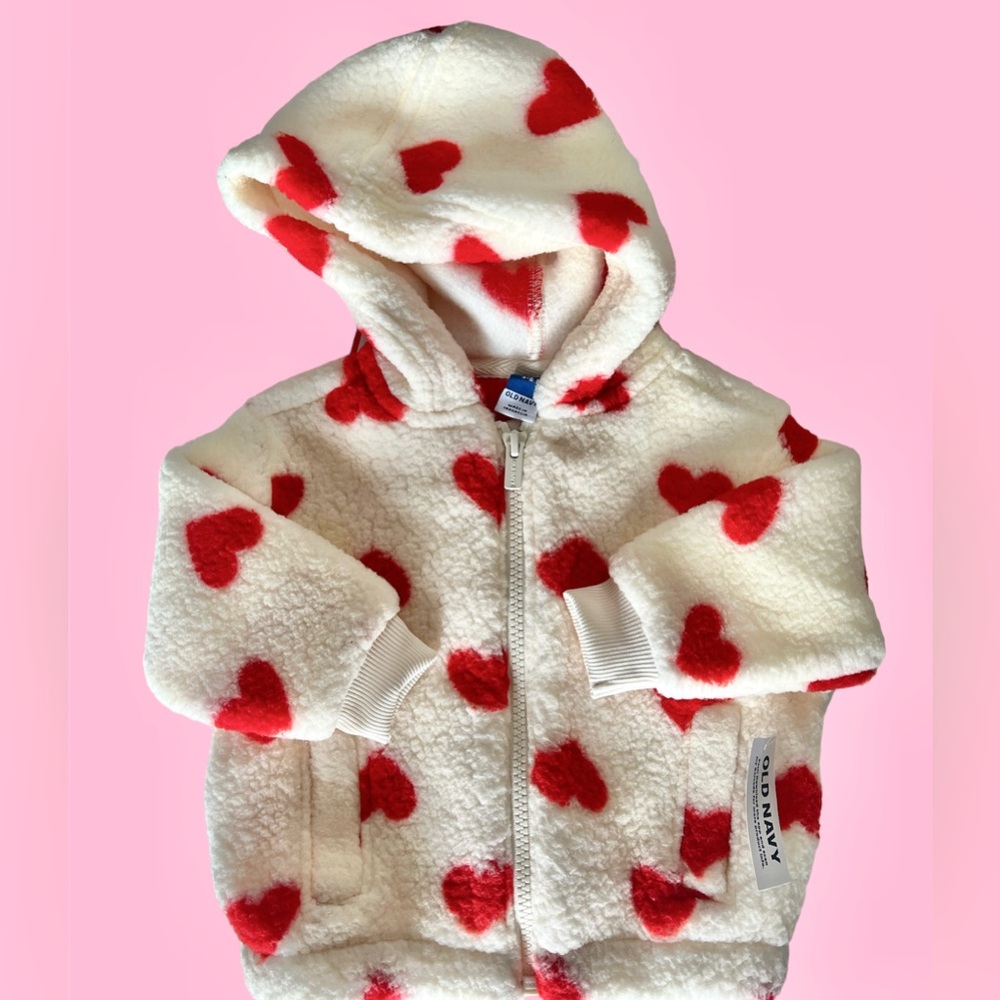 Baby 3-6 Old Navy Sherpa Like Hearts Jacket BNWT